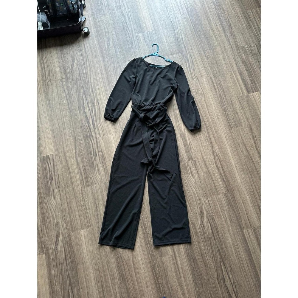 Amazon Black Long Sleeve Full Length Jumpsuit with Belted Waist Size M